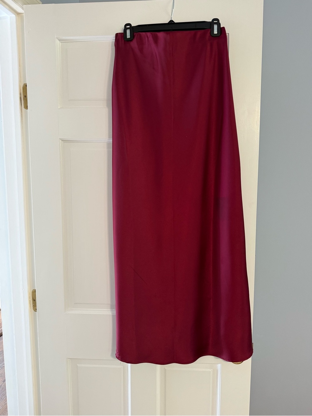 Renee C. Burgundy Satin Maxi Skirt NWT
